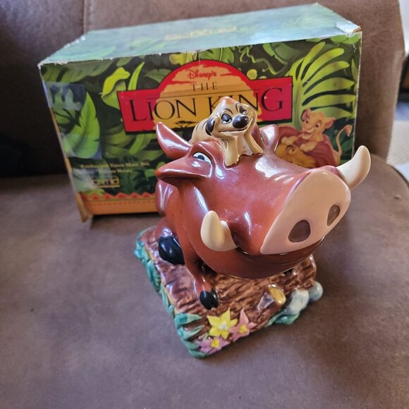 Pumbaa and Timon Music Box The Lion King Hakuna Matara Schmid 1994 Box Vintage - Picture 1 of 7